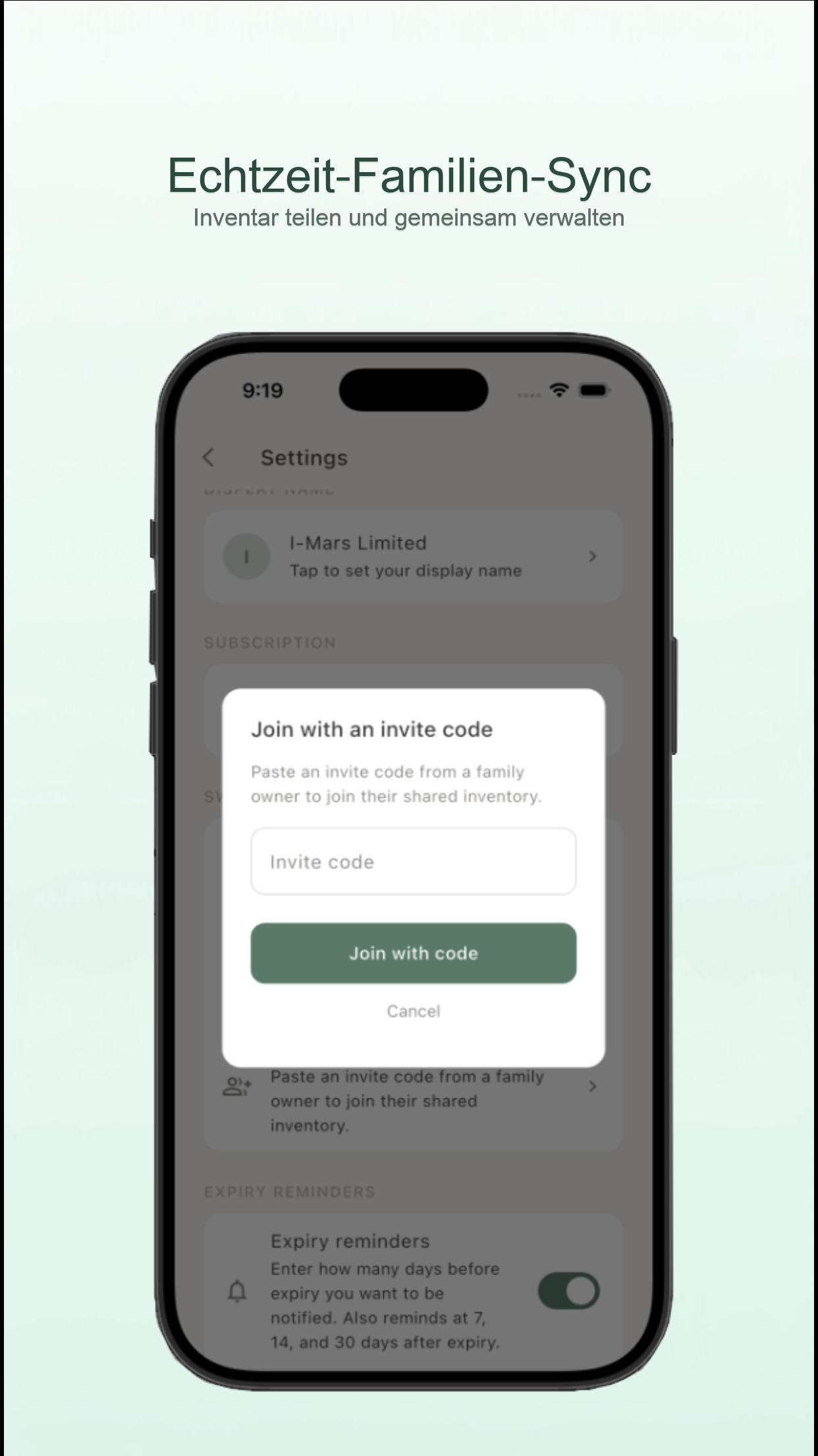 KeepFresh App-Bildschirm mit farbcodiertem MHD-Status nach Lagerzone